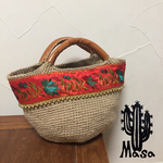 麻バッグ★花柄テーブ✖︎ゴールドビーズ