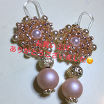春のお花編み付けピアス