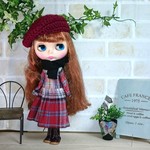 No.1128  赤系チェックの萌え袖ワンピ