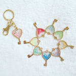 イニシャル&一粒ストーン♡ハート鍵チャーム