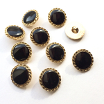 10個 13mm プラメタルボタン ブラック×ゴールド
