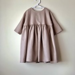 【90】ヨークワンピース＊やさしいリネン・あずきクリーム