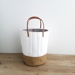 丸底バケツ型bag☆ホワイトニット×帆布