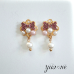 リボンビジュー×コットンパールピアス・イヤリング