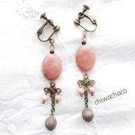桜色🌸のマットストーン✨アンティークイヤリング/ピアス💕