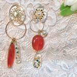 非対称 押し花レジン 大ぶり イヤリング