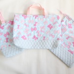 203．入園入学準備　３点セット　水色×ピンクリボン