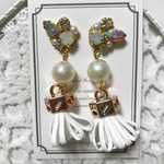 ビジュー♡タッセルピアス【ホワイト】