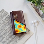 iPhoneSE/iPhone5/5ｓ/5SE★ひまわり手帳型スマホケース【ネイビー】