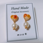 【訳あり】1点のみ✳︎かすみ草✳︎ハート♡パールピアス✳︎