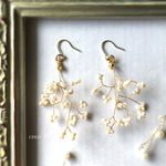 桜色のかすみ草小枝ピアス／イヤリング
