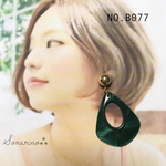 No.B077 おおぶり 大人 ✧︎グリーンの雫 × パール  ピアス / イヤリング