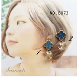 No.B073 大人可愛い✾︎デニムチャーム×クリア ピアス / イヤリング