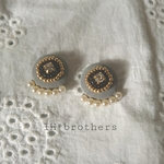 【送料無料】ビーズ刺繍とパールのピアス