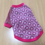 pink  北欧風花柄&ボーダーTシャツ  S