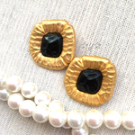 ☆Vintage Button☆マットゴールド×ブラック変形ボタンピアス/イヤリング