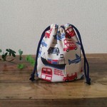 コップ袋　乗り物いろいろ　生成り　【名前タグつき】