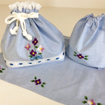 【入園・入学・私学用】すみれのお弁当セット（刺繍） 