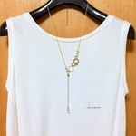 天然石水晶のアシンメトリーネックレス gold