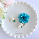 再17* 海色コットンパールビジューイヤーカフピアス/イヤリングセット