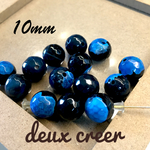 ［再販×2］10mm★天然石　瑪瑙　黒ｘ青