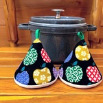 2個セット★三角鍋つかみ★staub ルクルーゼ等にいかがでしょうか？　ミトン　鍋つかみ　北欧　和柄　デニム