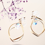 twisthoop swarovski♡　ゆれるピアス/樹脂ノンホールピアス（イヤリング）