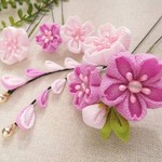 桜のＵピン飾りセット*薄むらさき×薄さくら色 #つまみ細工 卒業式・袴・着物・浴衣にどうぞ