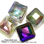 【妖艶七色!!新色登場✧】ミスティークリスタルガラス【ジュエルカット✧ ダイヤモンドシェイプ!!】縦横約１３mm【４個】セット【２種類ミックス✩】