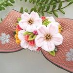 畳縁とつまみ細工*桜のリボンコーム*ピンクＢ　卒業式・袴・着物・浴衣にどうぞ