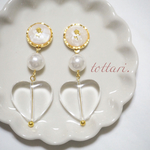 薔薇ボタン×クリアハートピアス/イヤリング