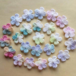 ハンドメイド資材5枚価格☆お花モチーフカラフルマーブル色パールビーズ付きワンポイントに♡アレンジアクセントパーツ手編み小花アンティーク 春先 フラワー アクセサリー すみれ