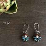 sterling silver  earrings -  superduo turquoise