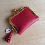 ※ご検討品※　革のがま口 アクセサリー ケース　ラズベリー(がま口6cm)
