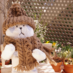 ぬいぐるみ用ケーブル編みマフラー&帽子