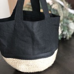 【送料無料】麻ひも×リネン コンビトートバッグ ブラック