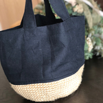 【再販】麻ひも×リネン コンビトートバッグ インディゴ