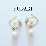 ビジュー×コットンパールピアス