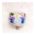 たまネコちゃん羊毛ブローチ（パープルまつ毛バッサバッサの ねこ）