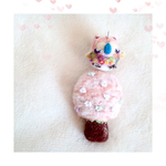 サクラ色のフクロウさんと 桜の木の羊毛ブローチセット