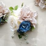 シャイニーダリア＆薔薇　コサージュ　卒業式　入学式　ヘッドドレスにも