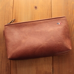1254　馬革のマチありポーチ　ココアブラウン