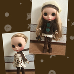 ブライスサイズ ドール服      ドット柄60'Sミニワンピスタイル