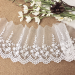＊再入荷＊1m 波デザイン お花 チュールレース 白 BK180225 ハンドメイド 手芸 素材 材料 DIY ドレス