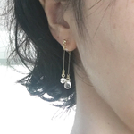 前後でゆれる＊クリスタル ピアス／ノンホールピアス