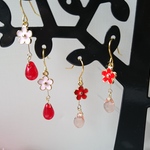 しずくとお花のピアス