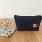 ましかくパッチつき帆布ポーチ(ネイビー)