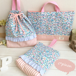 パステル リボン♡フリル レッスンバッグ 3点セット* お着換え袋 上履き入れ  入園・入学 グッズ 女の子