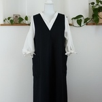 リネン🌱シンプルサロペットワンピース🌱ネービー