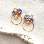 ☆Vintage Button☆カラフルボタンとビジューのフープピアス/イヤリング